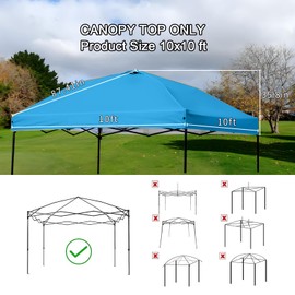ZONGTI 10x10 Canopy Replacement Top - for Straight Leg Canopy Tent, Waterproof, Durable, Tear-Resistant, Ideal for Outdoor Camping, Patio Shade (Top Only) (Sky Blue)