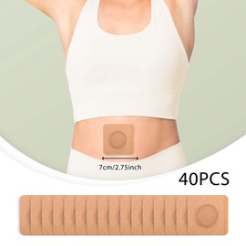 COMNICO 40PCS Castor Oil Pack Wrap, Disposable Self-Adhesive Cotton Castor Oil Wrap Belly Button 2.75"x2.75" Circle Anti Oil Leak No Wash Castor Oil Patches for Women Men Kids (Oil Not Included)