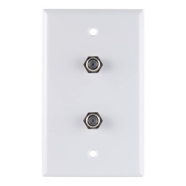 UltraPro 2-Port TV Coaxial Cable Wall Plate, White, 1 Pack, Dual Port Single Gang F-Type Connector, in-Wall, 52188
