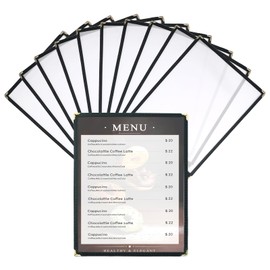 AMGSH 8.5 x 11 Inch Menu Covers, 10 Pack 1 Page 2 View Menu Sleeves Clear View Menu Holder for Kitchen, Restaurant Supplies, Drink, Wine Menu