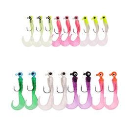 17 Pieces of White grub Fishing Bait, Soft Bait, Plastic Tail Bait, Artificial Worm Fishing Bait Set, Swimming Bait Set, sea bass, Trout, Saltwater, Freshwater Fishing