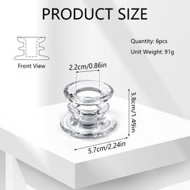 6 Stück Kerzenständer Glas,Kerzenhalter für Stabkerzen,Stabkerzenhalter Glas für Hochzeit Weihnachten Party (Transparent)