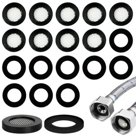 20 Pieces Shower Head Washers, 1/2" 10 Pieces Shower Head Filter Gasket and 10 Pieces Rubber Washer Rubber Black O Rings Hose Washer Seal for Shower Head and Hose