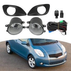 AutoPart361 Pair Front Bumper Clear Fog Light Lamp Kit For 2007-2011 Toyota Yaris Sedan 1.5L