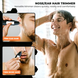 Pursonic Precision Nose and Ear Hair Trimmer -Painless Eyebrow & Facial Hair Trimmer for Men & Women - Effortlessly Groom Unwanted Hair-Battery Operated