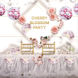 LEFTSTARER 6Pcs Cherry Blossom Lantern Decor for Cherry Blossom Party Decorations, Japanese Paper Lantern Lamp for Japanese Party Decorations, Mulan Party Supplies (6pcs Cherry Blossom)