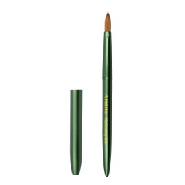 100% Kolinsky Hair Acrylic Nail Brush, Flat Shape with Cap, Matte Green Metal Handle, Professional Acrylic Powder Application Brush for Manicure Pedicure Nail Art (Matte Green, #8)
