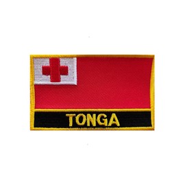 Uijokdef 1 PCS Tonga Flag Patches Iron On or Sew On Embroidered Tactical Military National Tonga Patch