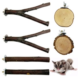 BNOSDM 6 Packs Wood Sugar Glider Toys Wooden Sugar Glider Perch Stand Climbing Platform Hanging Cage Steps Rat Cage Accessories for Hamster Squirrel