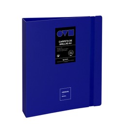 Grafoplas | A4 Ring Binder | 4 D Rings 40 mm | Minimal Unequal | Blue | 360 Opening | Durable and Ultralight | Polyfoam | Recyclable | Perfect for Archiving School and Office Documents