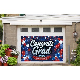 Blue Red Graduation Photo Banner Congrats Grad 2025 We Are So Proud of You Banner Graduation Party Decorations 2025 - Class of 2025 Backdrop for Graduation Party Supplies 2025-72x44 Inch