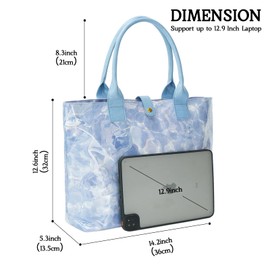 Elsblossion Tote Bag for Women - Large Size Transparent PVC Handbag, Waterproof, Sand-Resistant, for Shopping, Beach Vacation