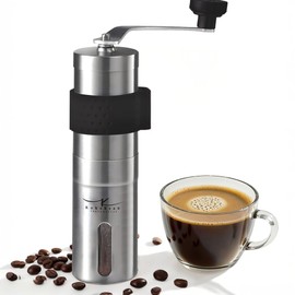 Manual Coffee Grinder - 18 Adjustable Settings, Stainless Steel Conical Burr Coffee Bean Grinder, Portable, Durable & Travel Friendly - With Silicone Sleeve by KOKOBEAN
