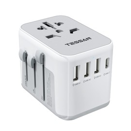 TESSAN Universal Travel Adapter, International Power Adapter with 4 USB Ports (1 USB C), Worldwide Plug Adaptor Wall Charger for USA to Europe UK France Germany Spain Ireland Australia(Type C/G/A/I) | TESSAN