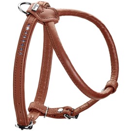 HUNTER Dog Harness Round & Soft Canadian UP Colour: Cognac, Soft, Supple Leather, Round-Stitted, Skin-Friendly, Sustainable, Made in Germany, Size: XS-S
