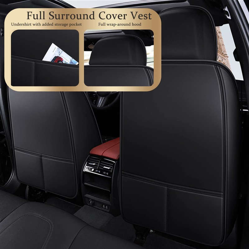 LOVJOYSE Crown Car Seat Covers Full Set, Premium Leather Waterproof