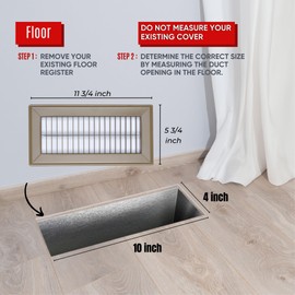 Fits 4x10 and 10x4 Duct Opening | Return Air Floor Grille by Handua | Walkable Vent Cover Grill for Floor | Brown | Heavy Duty Fixed Blades | Outer Dimensions: 5.75"W X 11.75"H