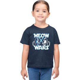 4T Navy Toddler Meow Wars Funny Cat Light Saber Battle Toddler T-Shirt