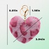 Y2k Heart Charm Leopard Keychains for Women Girls Fluffy Animal