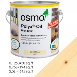 OSMO 3043 Polyx Oil CLEAR SATIN Wax Interior Water Repellent Wood Finish - 2.5L