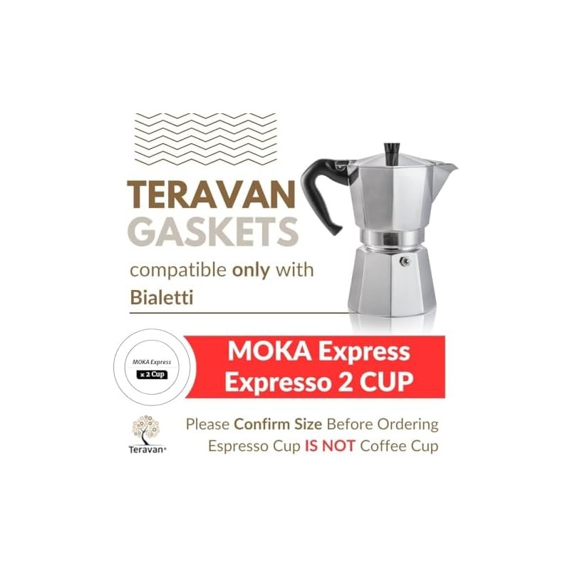 Teravan - Juntas de silicona compatibles con Bialetti Moka Express,