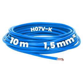 Kalitec 10 Metres H07V-K 1.5 mm² Blue Wiring Cable I Flexible PVC Single Core I Stranded 1.5 mm² I Fine-Strand Wiring I Single Cable I Single Wire I Switch Wire