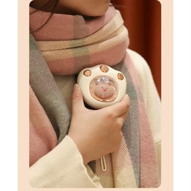 Rechargeable Cute Cat Paw Hand Warmer, 12 Hours Heating, Portable, Reusable, Colorful Lights