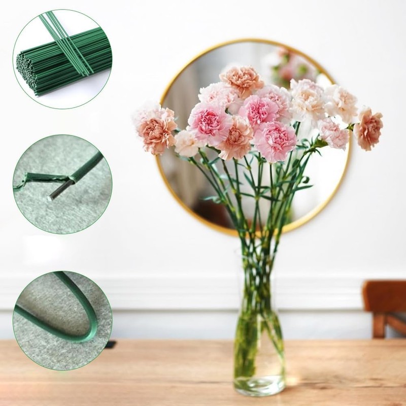 EDu Craft Wire, Artificial Flowers, 50 pieces, Flower Wire, Paper-wrapped