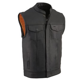 Milwaukee Leather Men's Classic Club Style Motorcycle Bikers Premium Leather Vest | MLM - Large