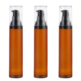 Leere, braune, mattierte Kunststoff-Lotion-Pumpflaschen mit schwarzer Pumpspitze, Reise-Vakuum-Pressspender, Aufbewahrungsfläschchen, Kosmetikbehälter für Essence Foundation, 3 Stück