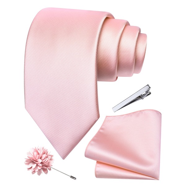 Branduce 3.15"（8cm） Solid Formal Tie and Pocket Square Plain Necktie