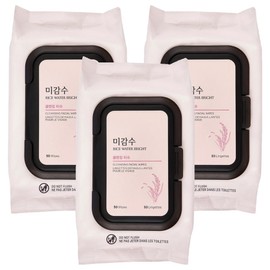 The Face Shop Unwatered Water Bright Cleansing Tissue, 50 sheets, 3 pcs / 더페이스샵 미감수 브라이트 클렌징 티슈, 50매입, 3개