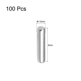 TOP-VIGOR 100Pcs 1.5mm x 6mm Dowel Pins Shelf Support Pegs, 304 Stainless Steel Cylindrical Shelf Support Pin Fasten Elements Silver Tone