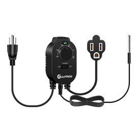 1 Pcs Thermostat Outlet for Heater, Temperature Controller Outlet with 4.9FT Power Cord, Heating and Cooling Thermostat Outlet with Temperature Probe for Space Heater, Greenhouse Fan (Black)