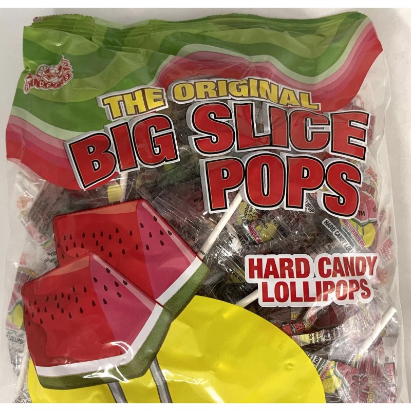 Big Slice Pops Watermelon Candy Lollipops Suckers Bulk 48 Count