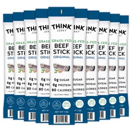 Think Jerky Original Beef Sticks, Gluten and Sugar Free, No Nitrates, Keto Paleo Friendly High Protein Low Carb Meat Snack - 1.0 oz Sticks, 10 Pack