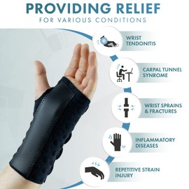 Actesso Stomatex Wrist Support Splint – Relief for Carpal Tunnel, Sprains, and other Wrist Injuries (S (Pack of 1), Left)