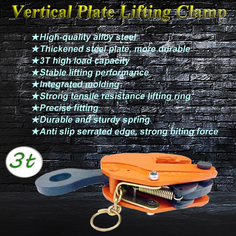 INTBUYING Vertical Plate Lifting Clamp 3T Load with Lock Hoist