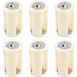 6 count 3 AA to 1 D  Adapters Holder 1.5V Output Case Box AA to D  Converter (White) - Color: White