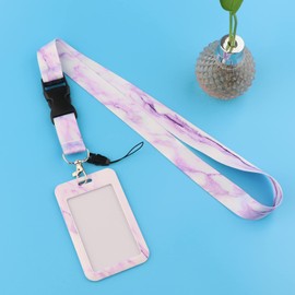 Cool Purple Marble Lanyard with ID Badge Holder Detachable Cute Aesthetic Keys Lanyard for Women Teachers Girls School ID Lanyard Holder