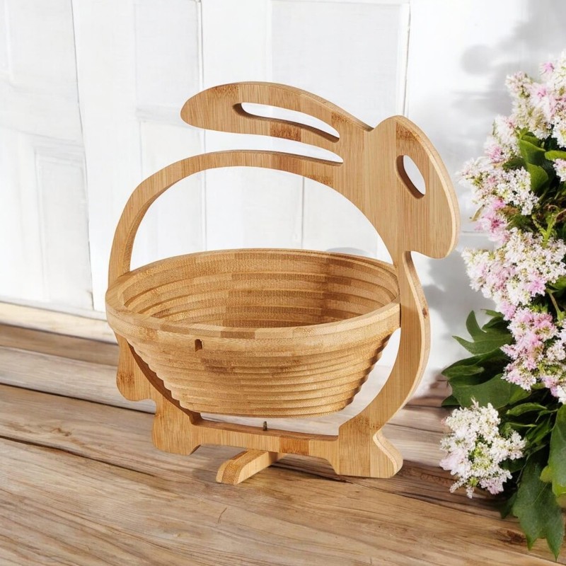 GMMH Bamboo Fruit Bowl Decorative Folding Hare Motif