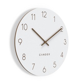 Cander Berlin MNU 2630 W Wall Clock MDF Silent No Ticking Noise 30 cm Analogue Living Room Modern Vintage White Wooden Hands