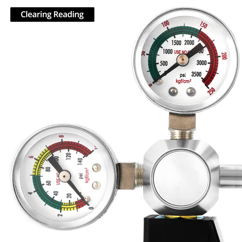 QWORK® Aquarium CO2 Pressure Reducer Dual Gauge Display with Bubble