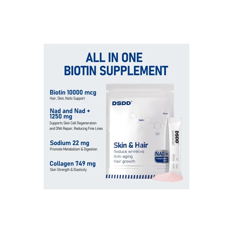 Dsdd Biotin 10000mcg Suplemento Cabello Uñas Nad+ 4.23 Oz