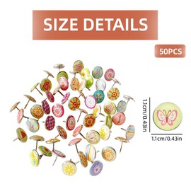 BZKSER Retro Pin Board Needles – 50 Pieces Push Pins, Thumbtacks, Pins with Head, Metal Drawing Pins, Upholstery Drawing Pins for Bulletin Board Cork Boards Photos Wall Home Office Decors