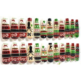 Winter Fair Isle Glossy Long Coffin Press On Nails - 24 Pieces - Artificial Nail Kit