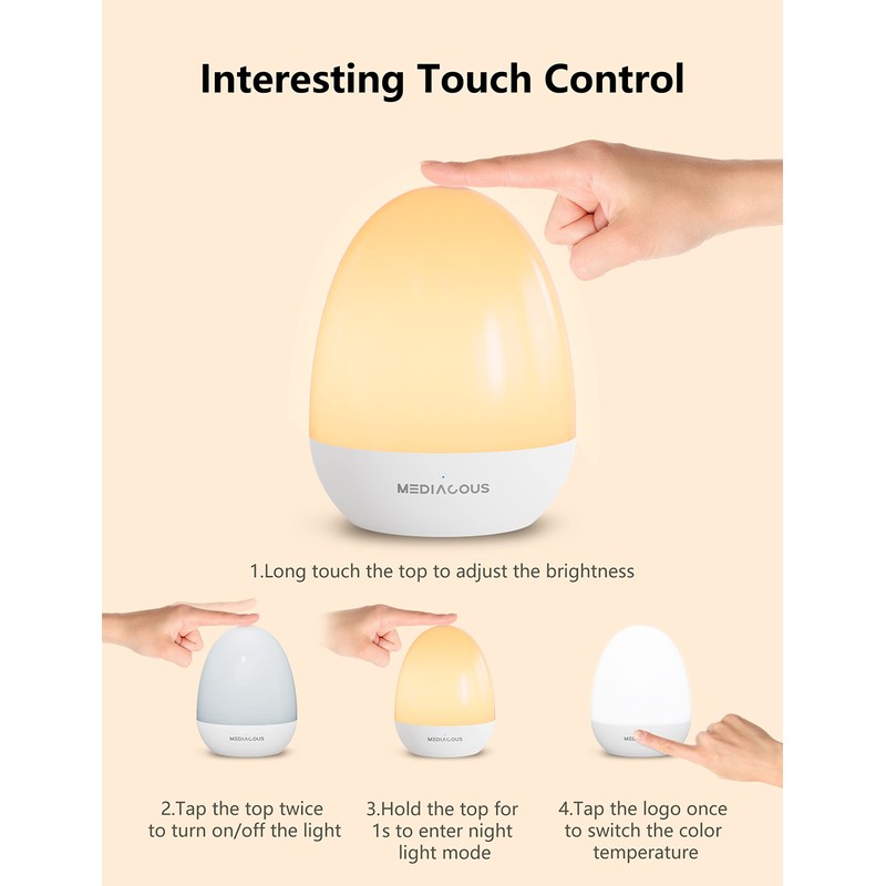 MediAcous Night Lights for Kids Room, Baby Night Light with