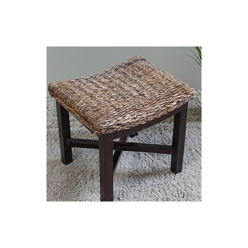 International Caravan Furniture Piece Arizona Abaca Rectangular Cushioned Top Stool