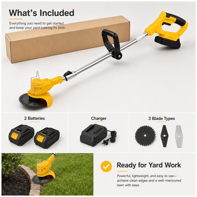 Cordless Grass Trimmer for Lawn Care – 21V 3-in-1 Lightweight