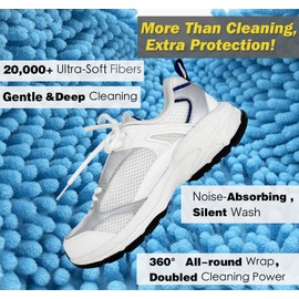 Shoe Washing Machine Bag,Shoe Laundry Bag for Washer and Dryer,Reusable Shoe Cleaning Bag for Sneakers,Shoe Washer with Self-locking Zipper,Microfiber inside,Includes Shoes Storage Bag, Blue(One